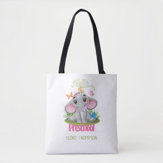Boterfly Elephant Preschool Terug naar school Tote Bag (Voorkant)
