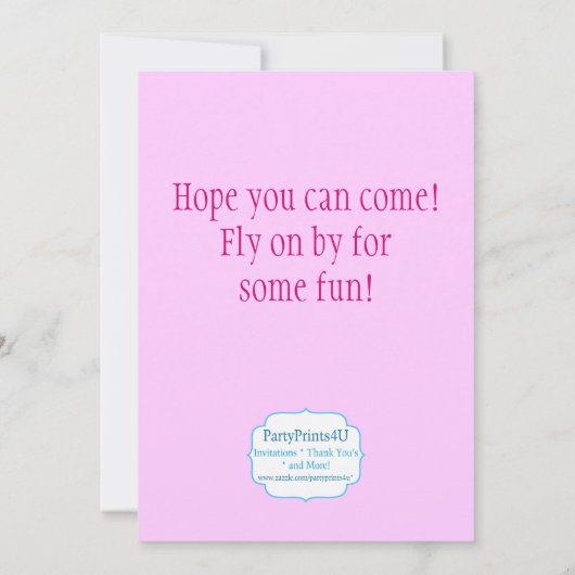 Boterfly en Flowers Birthday Party Invitation Kaart (Achterkant)