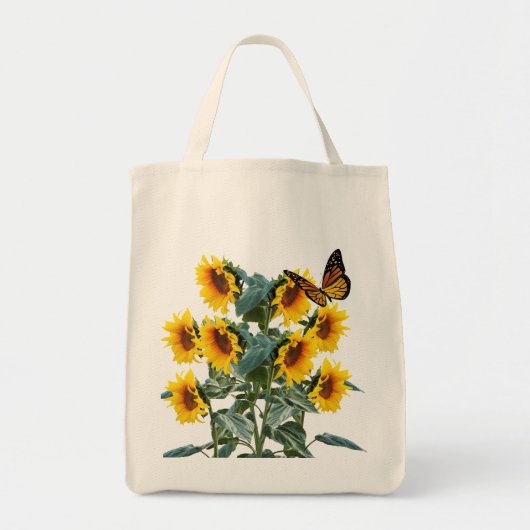 Boterfly en Gele zonnebloemen Katoen Twill Tote Bag (Voorkant)