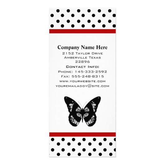 Boterfly en Polka Dots-rackkaarten Reclamekaart (Achterkant)