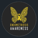 Boterfly Endometriosis Awareness Maand Ronde Sticker<br><div class="desc">butterfly endometriosis awareness maand endometriosis support ribbon</div>