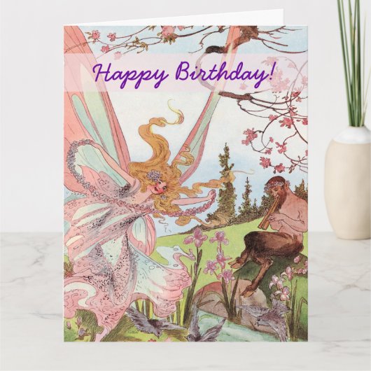 Boterfly Fairy and Centaur Birthday Kaart (Voorkant)