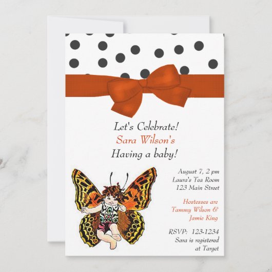 Boterfly Fairy Baby shower Invitation Kaart (Voorkant)