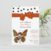 Boterfly Fairy Baby shower Invitation Kaart (Staand voorkant)