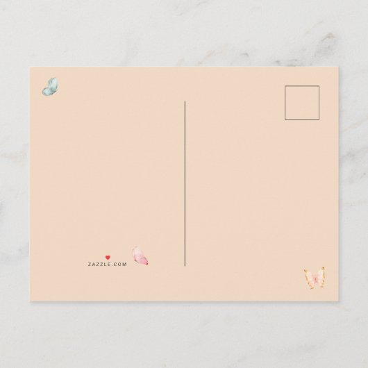 Boterfly Fairytale Floral Photo Birthday Briefkaar Uitnodiging Briefkaart (Achterkant)