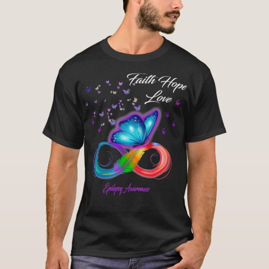 Boterfly Faith Hope Love Epilepsy Bewustheid T-shirt (Voorkant)