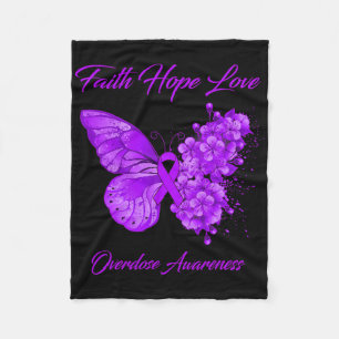 Boterfly Faith Hope Love Overdosis Awareness Fleece Deken
