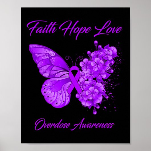 Boterfly Faith Hope Love Overdosis Awareness Poster (Voorkant)