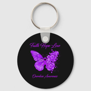 Boterfly Faith Hope Love Overdosis Awareness Sleutelhanger