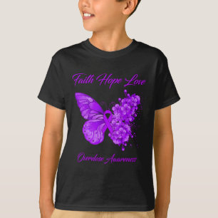 Boterfly Faith Hope Love Overdosis Awareness T-shirt