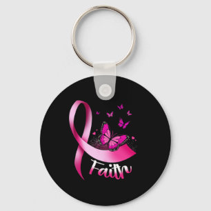 Boterfly Faith Pink Ribbon Breast Awarenes Sleutelhanger