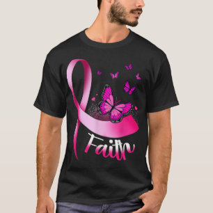 Boterfly Faith Pink Ribbon Breast Awarenes T-shirt
