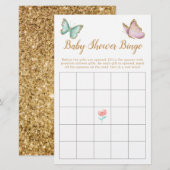 Boterfly Faux Gold Baby shower Bingo Game (Voorkant / Achterkant)