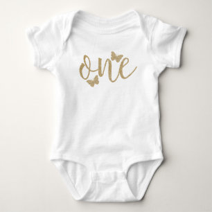 Boterfly First Birthday Faux Glitter Shirt