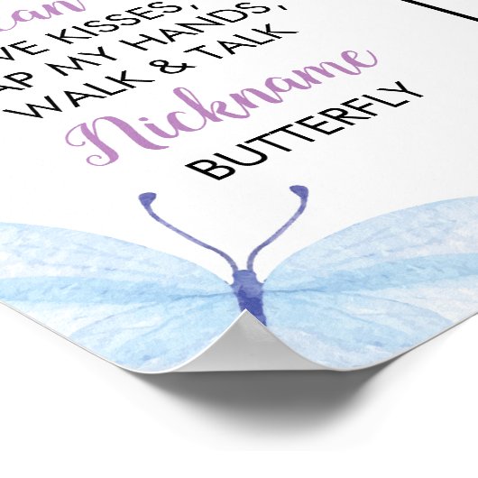 Boterfly First Birthday Milestone Poster (Hoek)