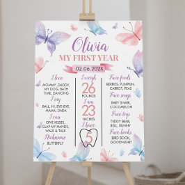 Boterfly First Birthday Milestone Poster