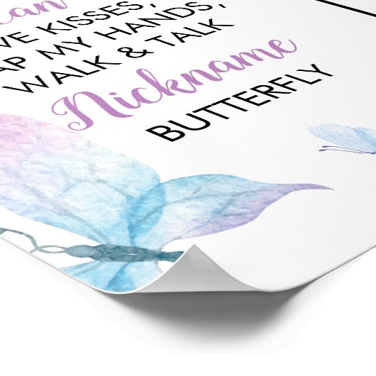 Boterfly First Birthday Photo Milestone Poster (Hoek)