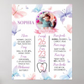 Boterfly First Birthday Photo Milestone Poster (Voorkant)