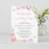 Boterfly Floral Baby shower Invitation Kaart (Staand voorkant)