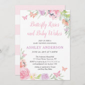 Boterfly Floral Baby shower Invitation Kaart (Voorkant / Achterkant)