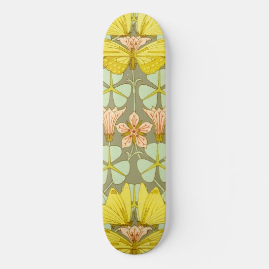 Boterfly Floral Botanical Art Nouveau Persoonlijk Skateboard (Voorkant)