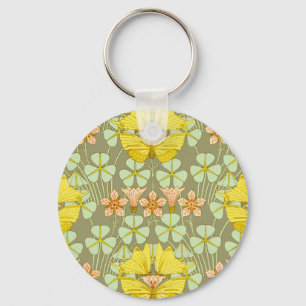 Boterfly Floral Botanical Art Nouveau Sleutelhanger