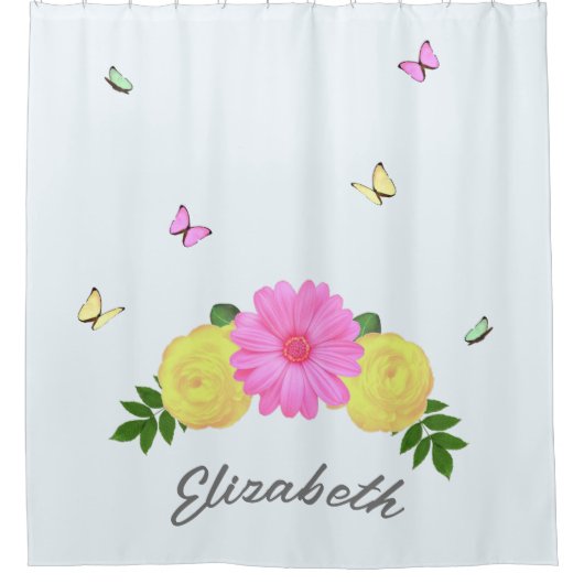 Boterfly Floral Douchegordijn (Voorkant)