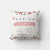 Boterfly Floral Garden Baby Stats Pillow Kussen (Voorkant)