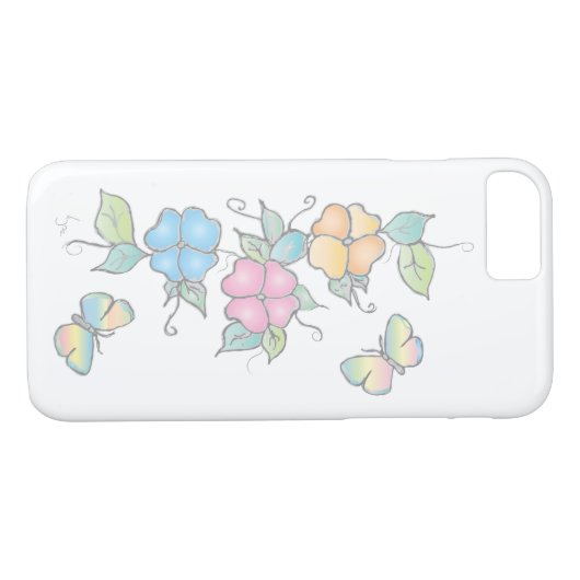 Boterfly Floral Graphic Waterverf Case-Mate iPhone Case (Achterkant (Horizontaal))