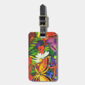 Boterfly Floral Natural Gold Metallic Bagagelabel (Voorkant verticaal)