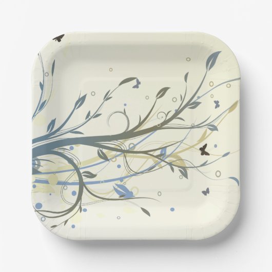 Boterfly Floral Papieren Bordje (Voorkant)