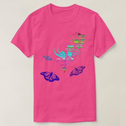 Boterfly Floral Rainbow T-shirt (Design voorkant)