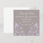 Boterfly Floral Save the Date Invite, Lila (Voorkant / Achterkant)