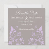 Boterfly Floral Save the Date Invite, Lila (Voorkant)