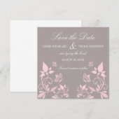 Boterfly Floral Save the Date Invite, Roze (Voorkant / Achterkant)