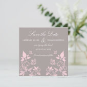 Boterfly Floral Save the Date Invite, Roze (Staand voorkant)