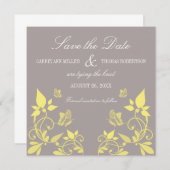 Boterfly Floral Save the Date Invite, Yellow (Voorkant / Achterkant)