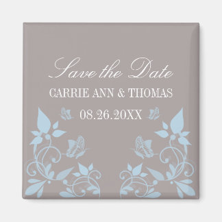 Boterfly Floral Save the Date Magnet, Blue Magneet