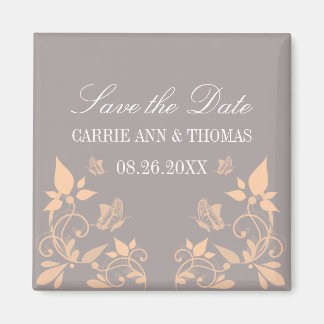 Boterfly Floral Save the Date Magnet, Coral Magneet