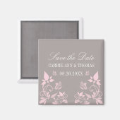 Boterfly Floral Save the Date Magnet, Roze Magneet (Voorkant / Achterkant)