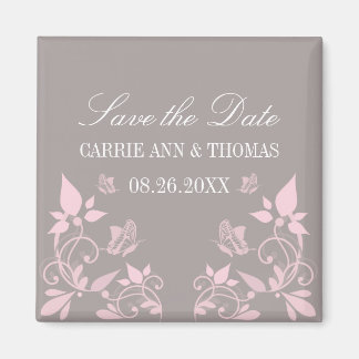 Boterfly Floral Save the Date Magnet, Roze Magneet