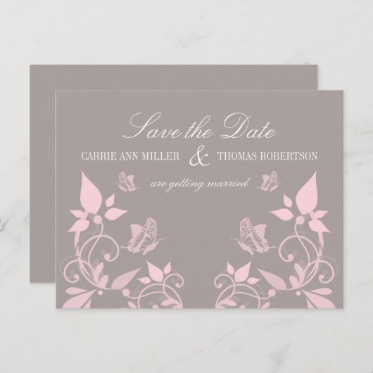 Boterfly Floral Sparen het Briefkaart van de Datum (Voorkant / Achterkant)