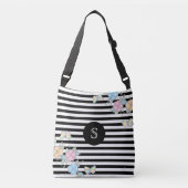 Boterfly Floral Striped MonogramBlack Crossbody Tas (Voorkant)