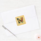 Boterfly Floral Vierkante Sticker (Envelop)