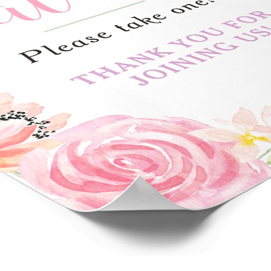 Boterfly Florals Party Favors Sign Poster (Hoek)