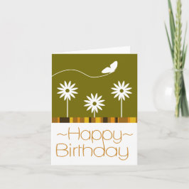 Boterfly Flowers Happy Birthday Kaart