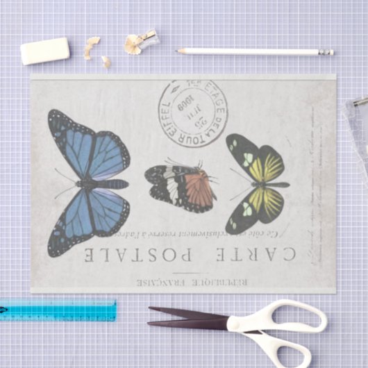 Boterfly Frans Carte Postale Decoupage T Tissuepapier (Craft)
