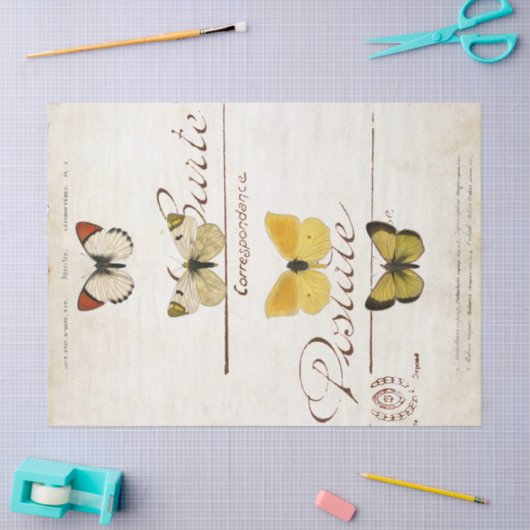 Boterfly  Franse carte Postale ontkoppeling Tissuepapier (Craft)