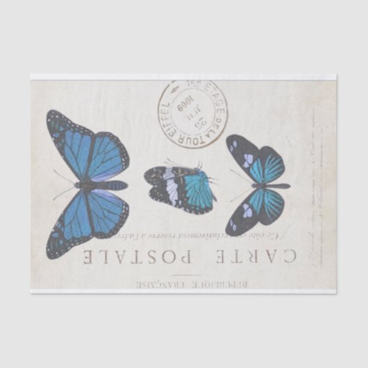 Boterfly Franse carte Postale ontkoppeling Tissuepapier (Voorkant)