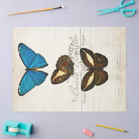 Boterfly Franse carte Postale ontkoppeling Tissuepapier (Craft)